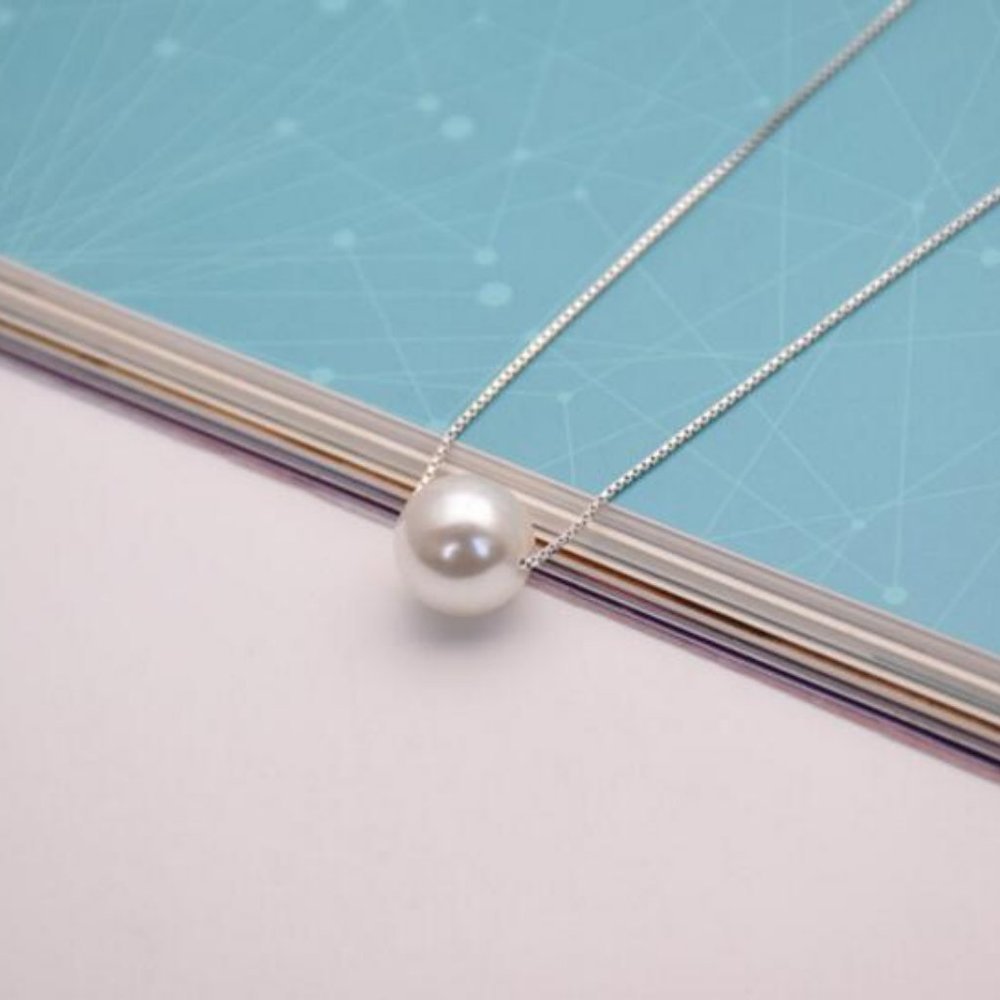 NEW 925 Sterling Silver Simple Pearl Necklace - Picture 7 of 8